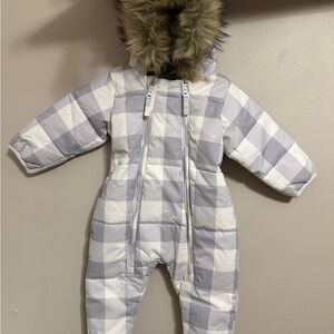 Lands' End Gray and White Checkered Kids Jacket